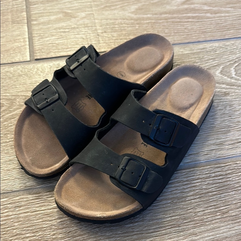 Cushionaire Black Double Buckle Sandals